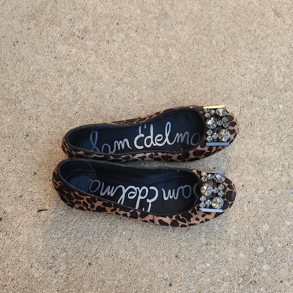 Sam Edelman Leopard-Print Crystal Toe Ballet Flats - Brown/Black - Picture 16 of 16